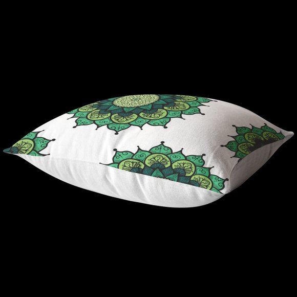 Moroccan Style Green Mandala Decorative Pillow - Picture 4 of 6